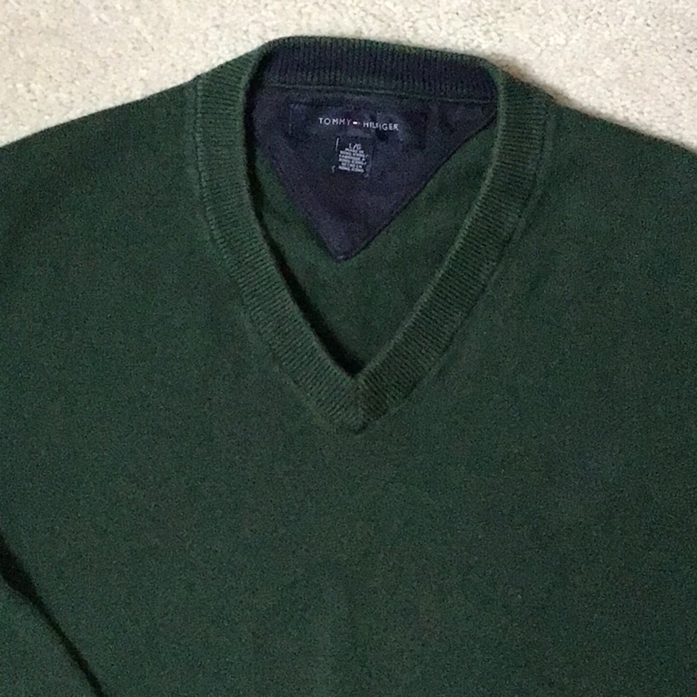 Men's Green V-Neck Sweater